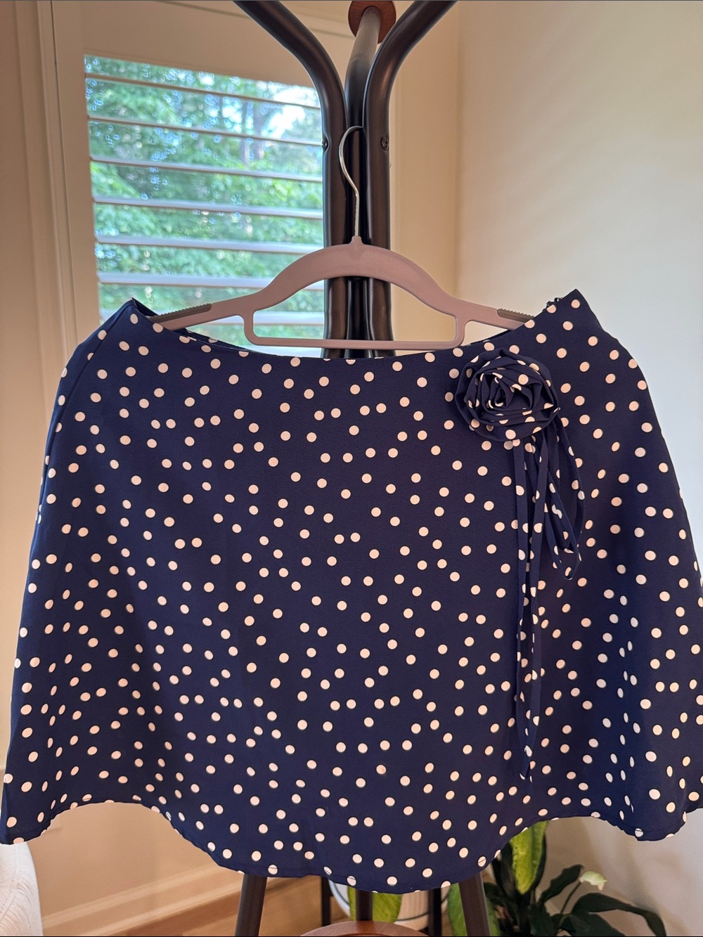 Lulu's Navy Blue Polka Dot Mini Skirt